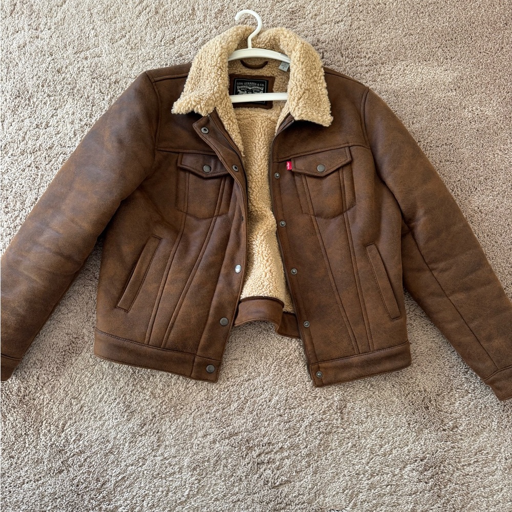 Levi's Brown Leather Jacket with Cream Lining